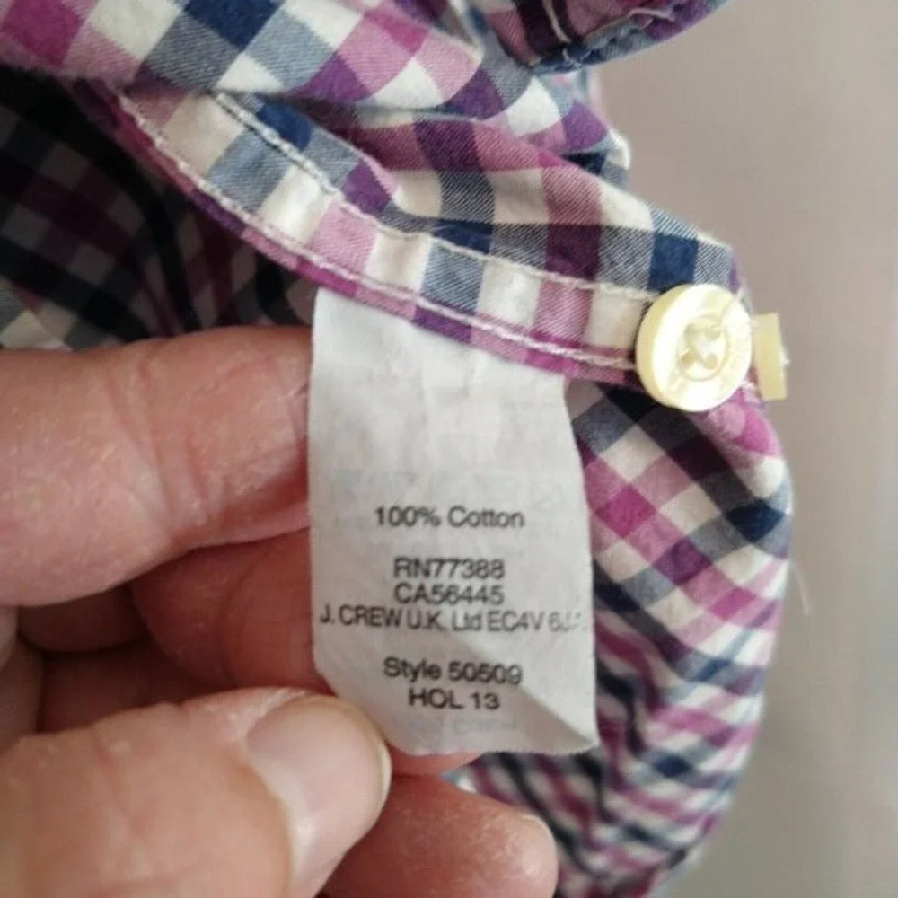 J Crew Shirts Mens S Purple Blue Check Button Down‎